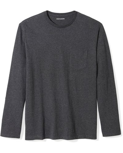 Amazon Essentials Regular Fit T-shirt Met Lange Mouwen Charcoal Heather - Grijs