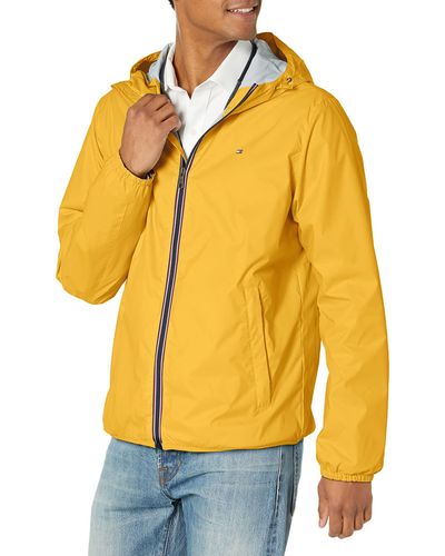 Tommy Hilfiger Lightweight Active Water Resistant Hooded Rain Jacket - Yellow