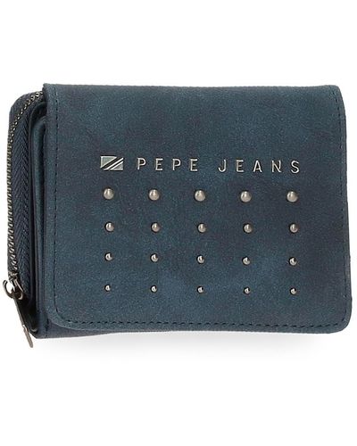 Pepe Jeans Holly Wallet With Purse Blue 10 X 8 X 3 Cm Faux Leather