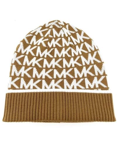 Michael Kors Michael Mütze Bordered MK Logo Cuff Beanie - Natur