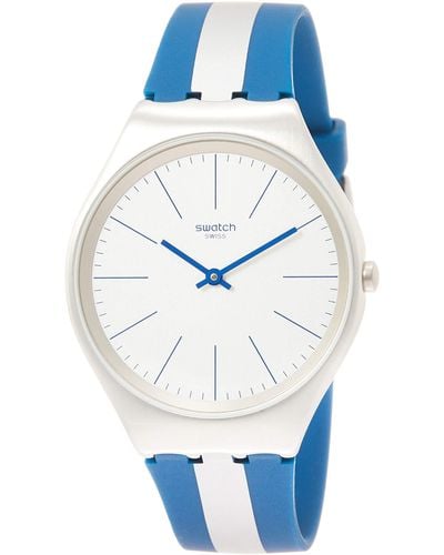 Swatch Analog Quarz Uhr mit Silikon Armband SYXS107 - Blau