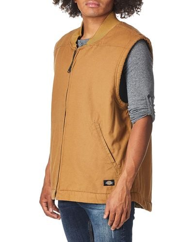 Dickies Big & Tall Relaxed Fit Sherpa Lined Vest - Brown