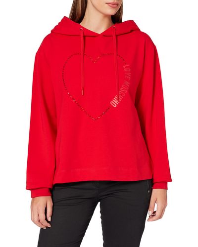 Love Moschino Long Sleeved Sweatshirt with Adjustable Drawstring Hood,Ribbed Cuffs And Stitching Along The Bottom Maglia di Tuta - Rosso