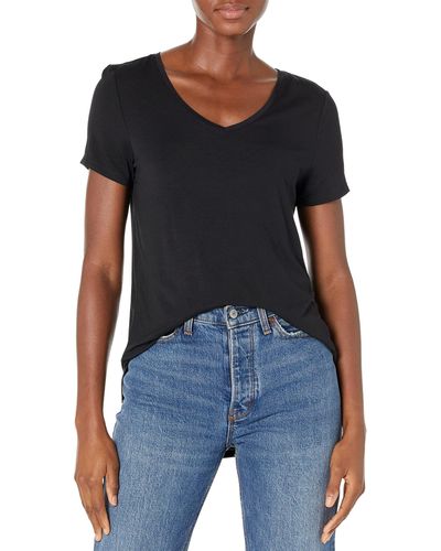 Amazon Essentials Plus Size Short-Sleeve V-Neck Tunic Tunique Chemise - Noir
