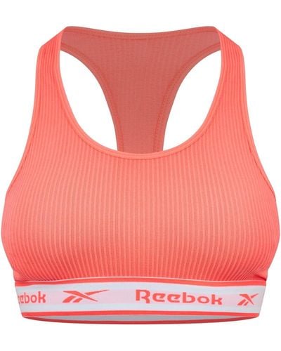 Reebok Naadloze Geripptes Crop Top In Oranje | Ondergoed Voor Fitness Training Bra - Roze