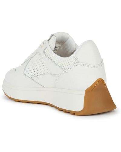 Geox D45mdb Amabel White Leather And Fabric Trainers
