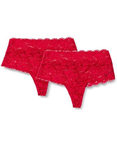 Iris & Lilly Lace High Waist Thong Knickers - Red