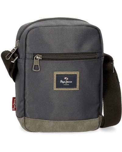 Pepe Jeans Harry Medium Grey Shoulder Bag 17x22x6 Cm Polyester With Synthetic Leather Details