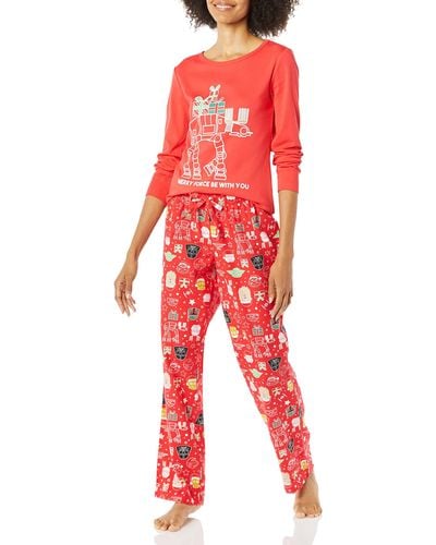 Amazon Essentials Disney Star Wars Marvel Flannel Pajamas Sleep Sets Conjunto de Pijama - Rojo