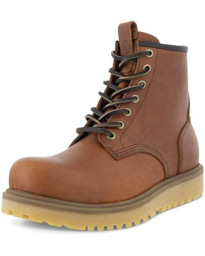 Ecco Staker Plain Toe Tie Fashion Boot - Brown