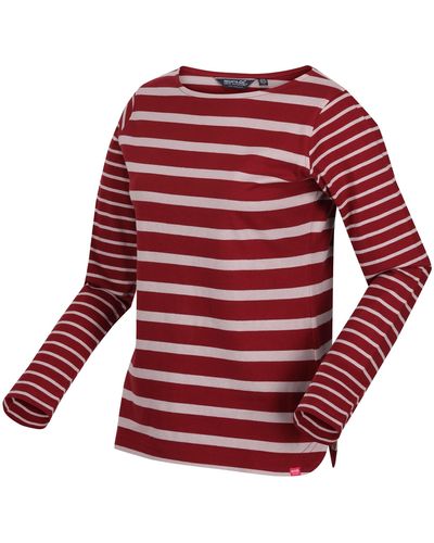 Regatta T-shirt à rayures Farida en coton pour femme - Rouge