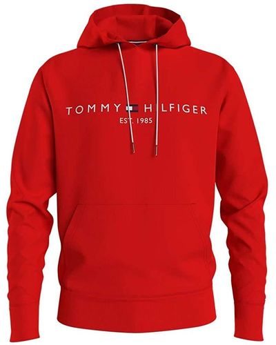 Tommy Hilfiger Tommy Logo Hoody Jumper - Red