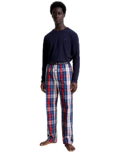 Tommy Hilfiger Ls Pant Woven Set Print Schlafanzug - Blau