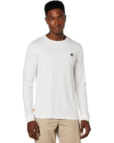 Timberland Oyster River TFO Chest Logo Long Sleeve Tee - Blanc