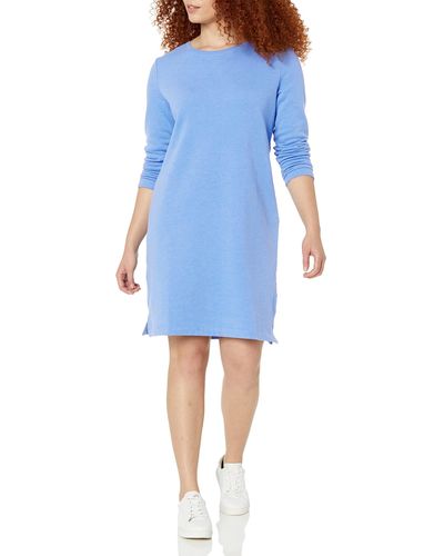 Amazon Essentials Crewneck Long-Sleeve French Terry Fleece Above-The-Knee Dress - Blau