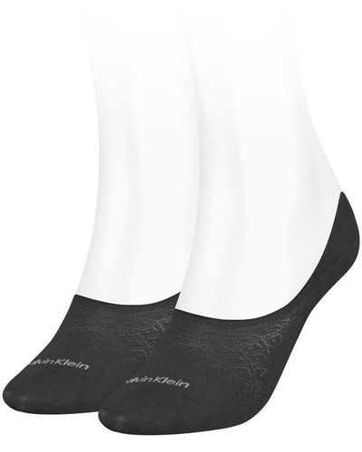 Calvin Klein Diamond No Show Socks Lot de 2 Paires de Chaussettes pour Footie - Noir