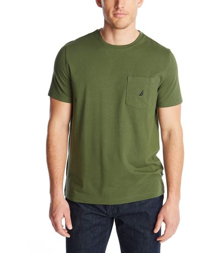 Nautica Mens Solid Crew Neck Short-sleeve Pocket T-shirt T Shirt - Green