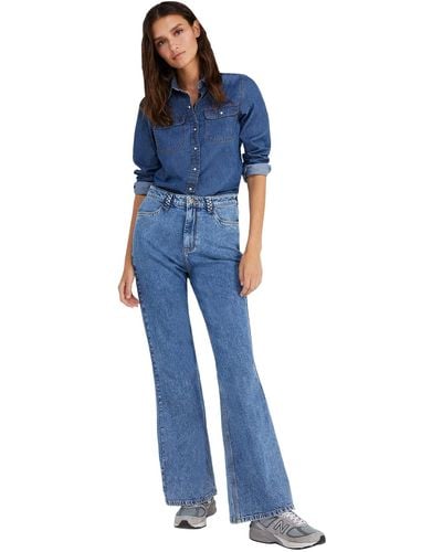 Springfield Jeans Flare Trabillas Trenzadas Lavado Sostenible - Azul