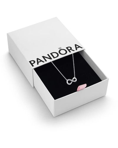 PANDORA Moments Sterling Silver Sparkling Infinity Collier Pendant Necklace - Black