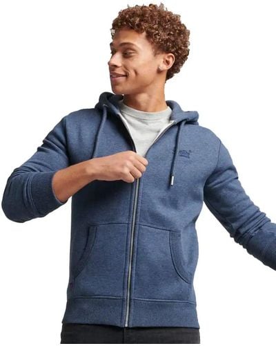 Superdry Vintage Logo Hooded Jacket With Embroidery in Blue for Men | Lyst  UK