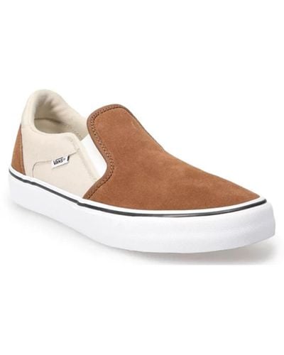 Vans Slip On Low Cut Design Shoes Canvas Suede Material - Retro S/c - Brown
