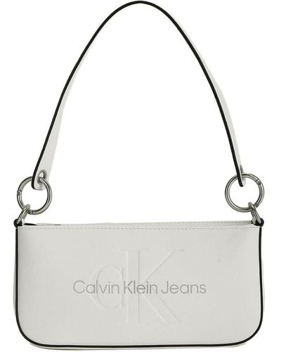 Calvin Klein CKJ Sculpted Shoulder Pouch White/Silver Logo - Weiß