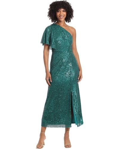 Maggy London Holiday Sequin Dress Event Occasion Cocktail Party Guest Of - Green