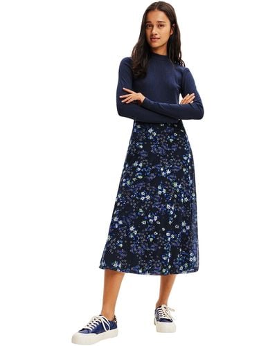 Desigual Knit Dress Long Sleeve - Blue