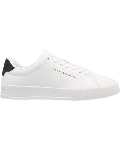 Tommy Hilfiger Granulated Leather Trainers With White Logo