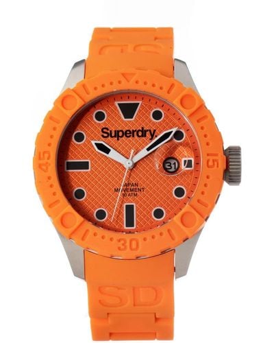 Superdry Syg140o S Scuba Diepzee Oranje Siliconen Band Horloge