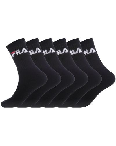 Fila Calzini Uomo Cotone Set di 6 Calze Sportive Uomo - Nero