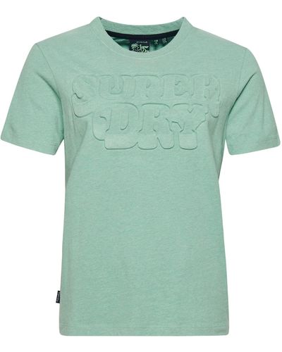 Superdry Vintage Cooper T-Shirt aus Bio-Baumwolle mit Prägung Salbeigrün Meliert 40