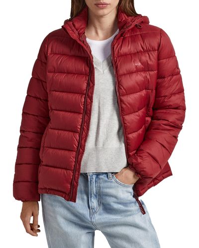 Pepe Jeans Maddie Short Puffer Jacket - Red