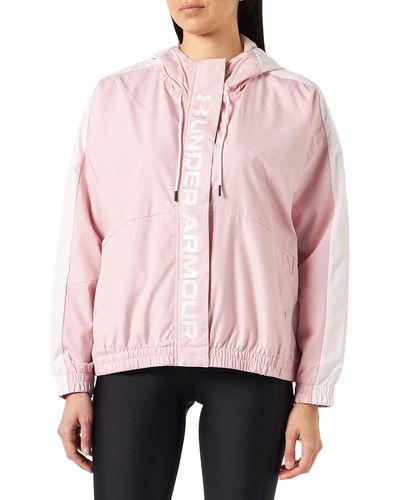 Under Armour Ua Rush Woven Full Zip Jacket Warmup Tops - Pink