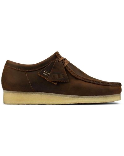 Clarks S Wallabee Evo Waxy Leather Beeswax Shoes 11 Uk - Brown