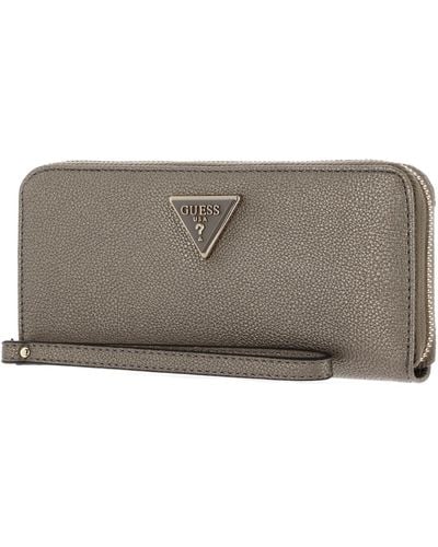 Guess Meridian SLG Large Zip Around Wallet Pewter - Grigio