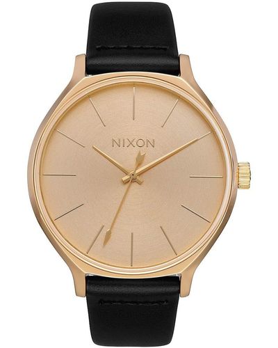 Nixon Armbanduhr Clique Leder All Gold / Black - Natur