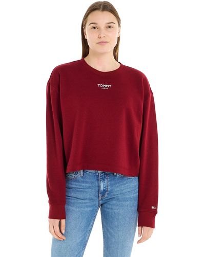 Tommy Hilfiger Tommy Jeans Sweatshirt Cropped Logo No Hood - Red
