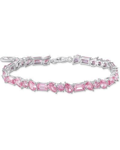 Thomas Sabo Silver Tennis Bracelet With 31 Pink Zirconia Stones 925 Sterling Silver A2144-051-9