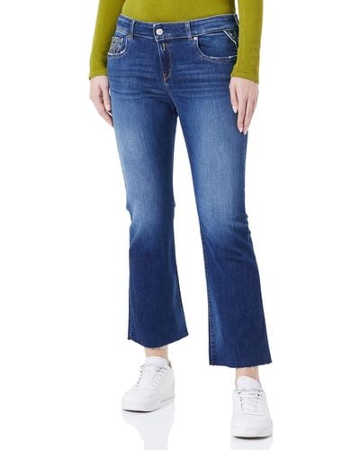 Replay Faaby Flare Crop Jeans - Blu