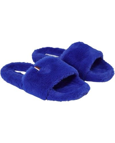 Tommy Hilfiger Mujer Zapatillas para estar en casa Fur Home Slipper Slide Felpa - Azul
