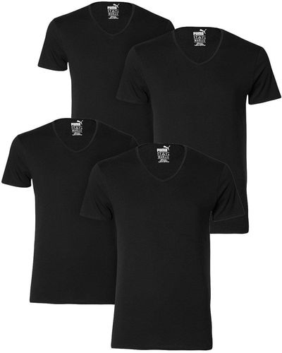 PUMA 8 er Pack Basic V Neck T-Shirt Unterhemd V-Ausschnitt - Schwarz