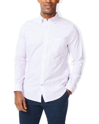 Nautica Long Sleeve Button Down Poplin Shirt - White