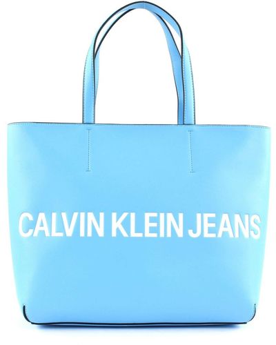 Calvin Klein Sculpted Logo E/W Tote Alaskan Blue - Blau