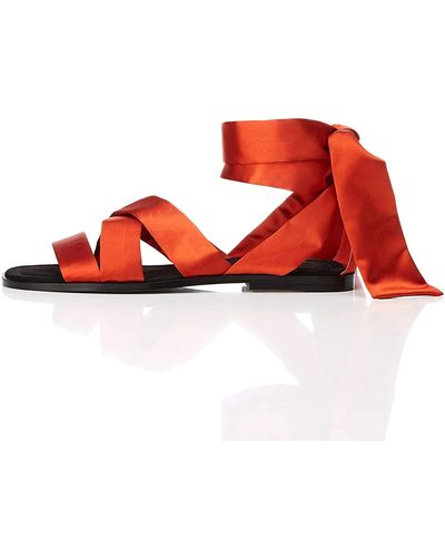 FIND Satin Tie Up Sandales Bout ouvert - Rouge