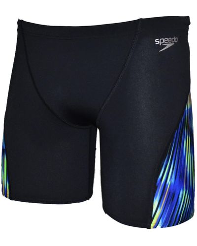Speedo Mens Tech Panel Quick Drying Chlorine Resistant Swimming Jammer - 36 Black - Blue