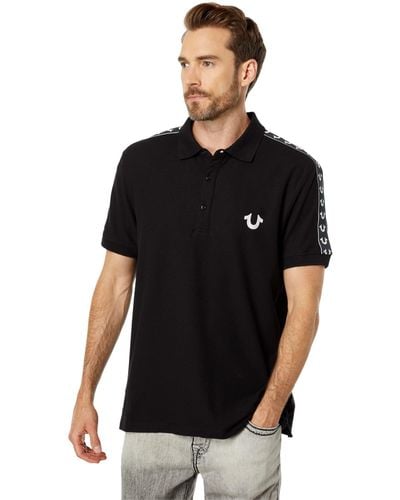 True Religion Damask Short Sleeve Polo - Black