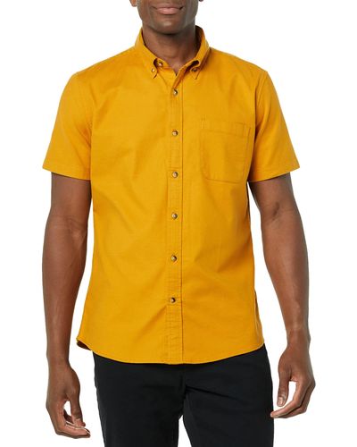 Goodthreads Slim-fit Short-sleeve Stretch Oxford Shirt With Pocket_dnu - Yellow
