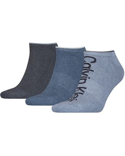 Calvin Klein Athleisure Sneaker Socks 3 Pack Basket - Bleu