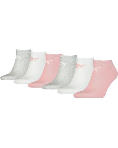 PUMA Clyde Lot de 6 paires de chaussettes de sport unisexes pour homme et femme 35-38 39-42 43-46 47-49 Noir/blanc/gris/bleu - Rose